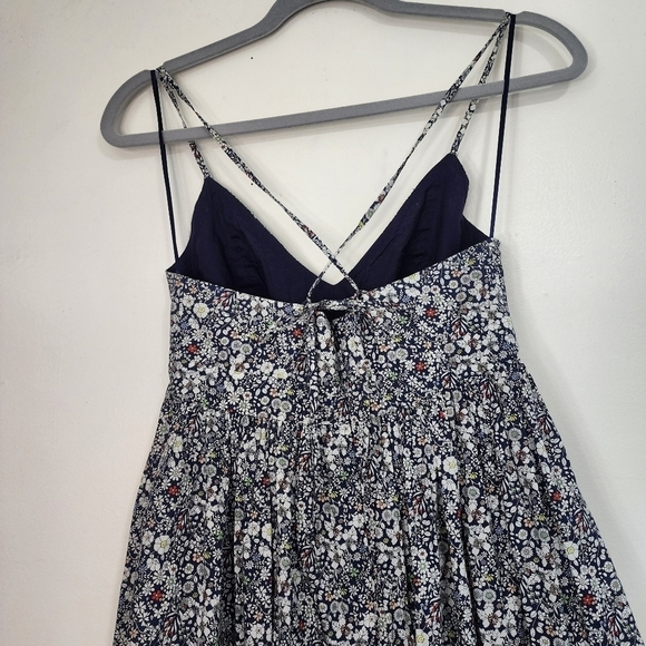 J. Crew Liberty Fabrics Blue Floral Strappy back Midi Dress Girly Prarie Fairyco - Picture 10 of 16